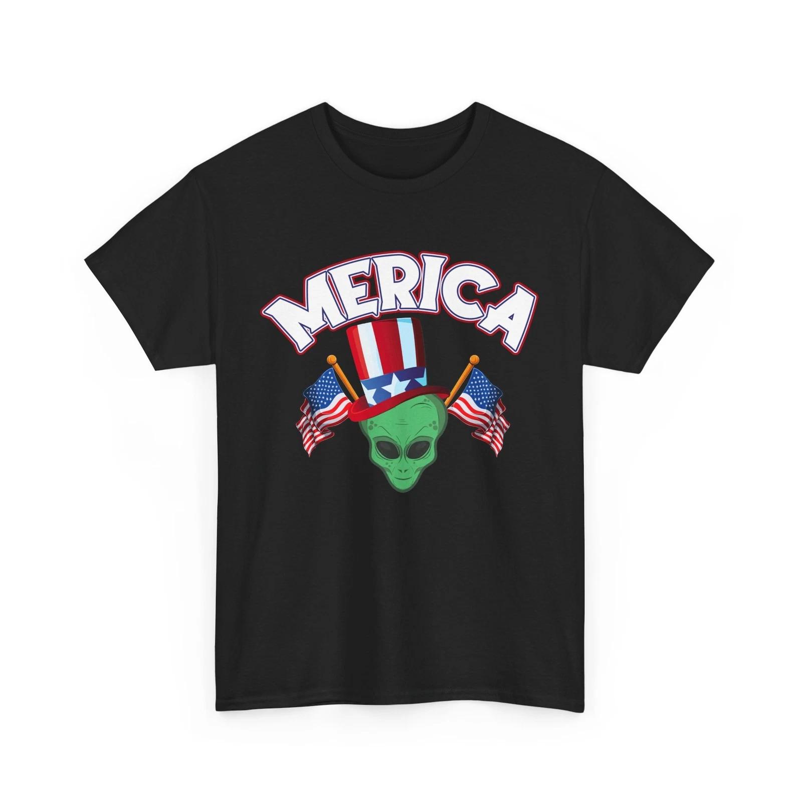 USA UFO Planet T-Shirt | Alien Graphic Tee | America UFO Alien Shirt 4XL