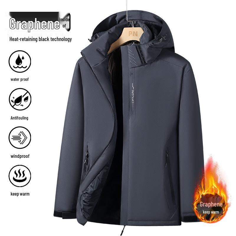 Men's Thickened Down Jacket: Windproof, Waterproof, Graphene-Enhanced, Warm Cotton Coat for Autumn and Winter