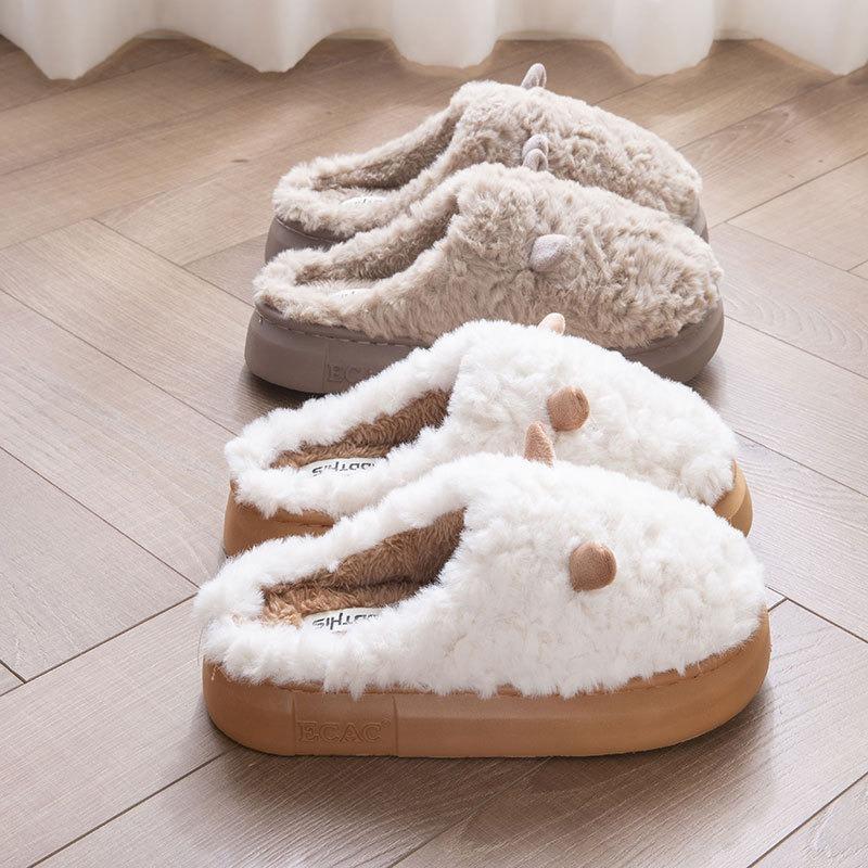 Silent Cotton Slippers Women's Autumn and Winter New Indoor Home Non-slip Warm Plush Slippers Men's Winter