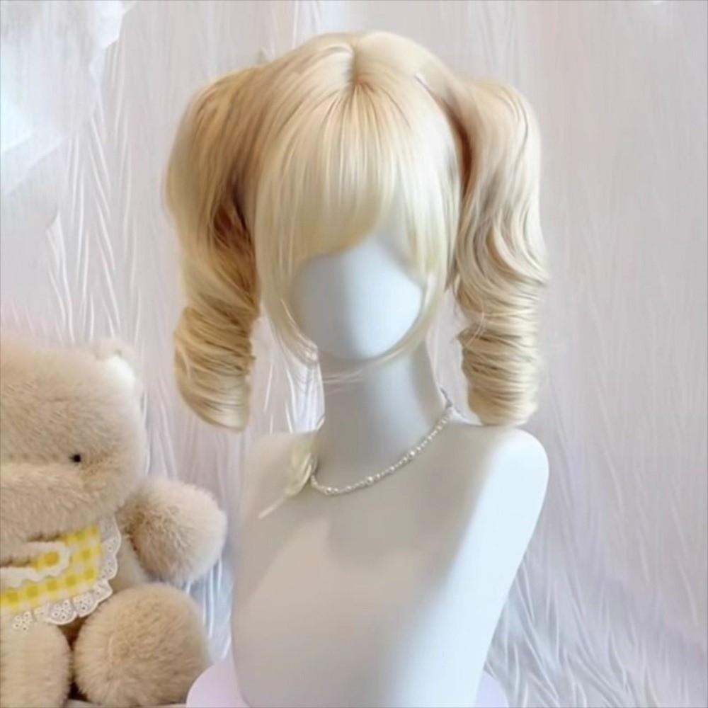 Air Bangs Short Curly Hair Bob Wig Heat Resistant Cosplay Lolita Hair Carnival