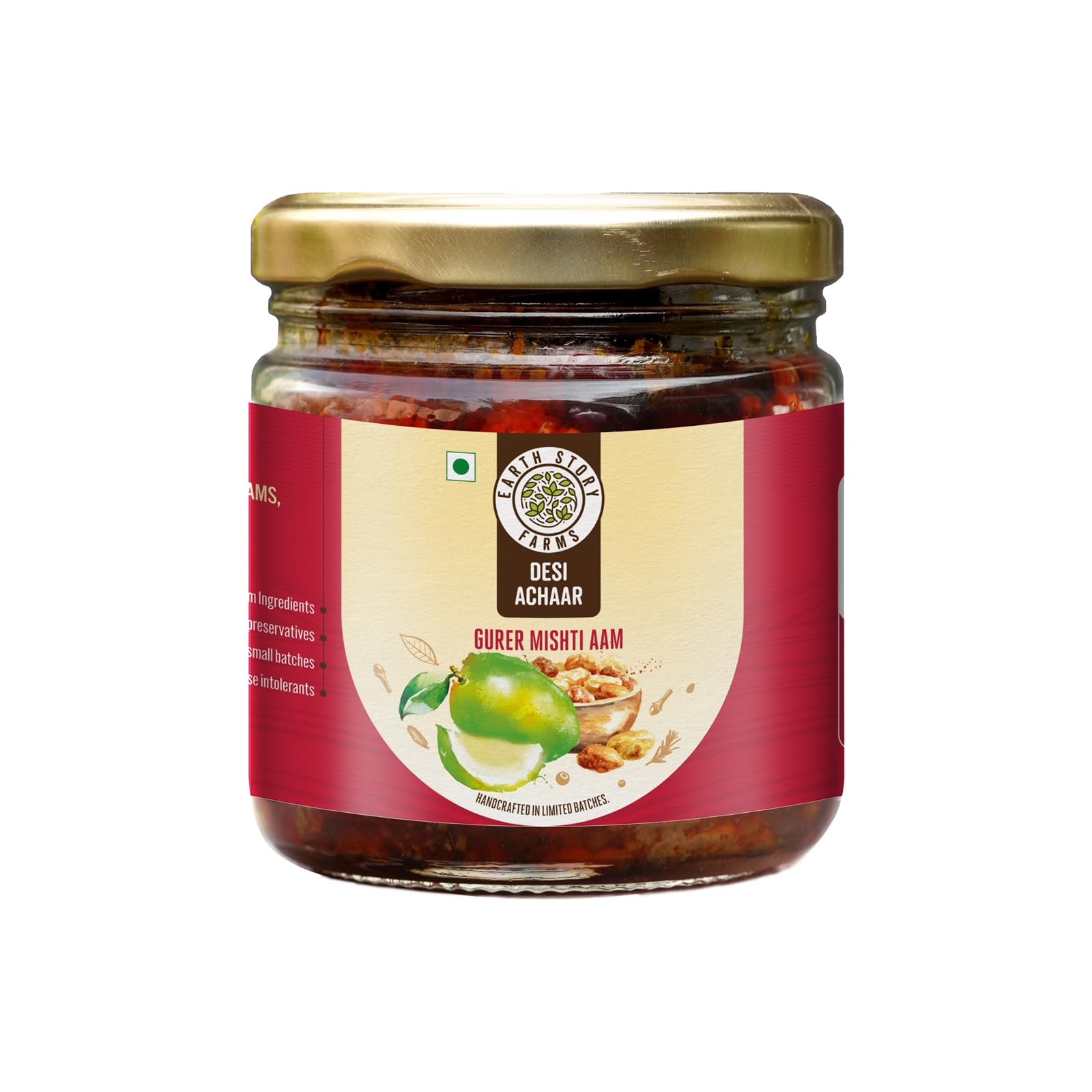 Earth Story Farms Sweet Mango Pickle with Jaggery | Gur er Mishti Aam | Gur Kaeri | Meetha Aam Ka Aachar - 200gm
