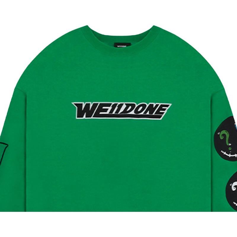 We11done Ss22 Logo Geometric Crew Neck Long Sleeve Sweatshirt Unisex sweatshirt Green WD-TT1-22-629-U-GR