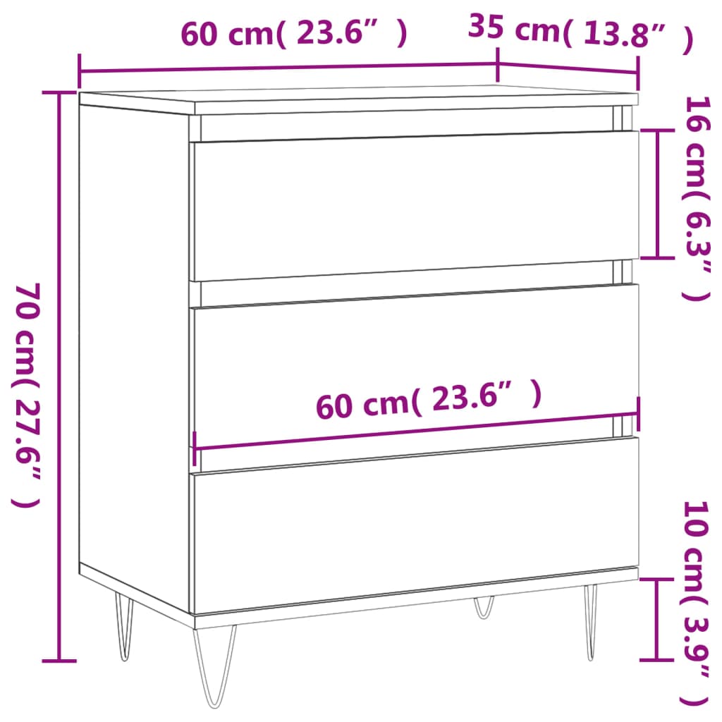 Sideboard Smoked Oak 60x35x70 cm Particleboard