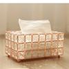 Simple Metal Crystal Tissue Box Living Room Tea Table Napkin Paper Removable Boxes Household Products