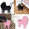 Mini Size 1:12 Dollhouse Miniatures Wrought Iron Doll Pram Toys Baby Stroller Model  Collection Toy