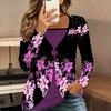 Tops for Women  Floral Print Long Sleeve Fake Two‑Piece Top Fall Casual Slim Pullover Women's Long Sleeve Top