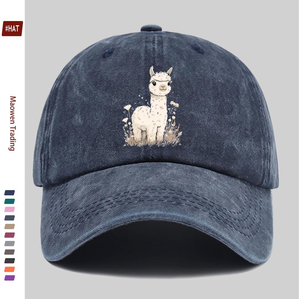 Pc Niedliche Alpaka-Print Baseballkappe Mode Trucker Papa Hut Bequeme Leichte Kopfbedeckung Verstellbarer Riemen Papa Hut Lässig