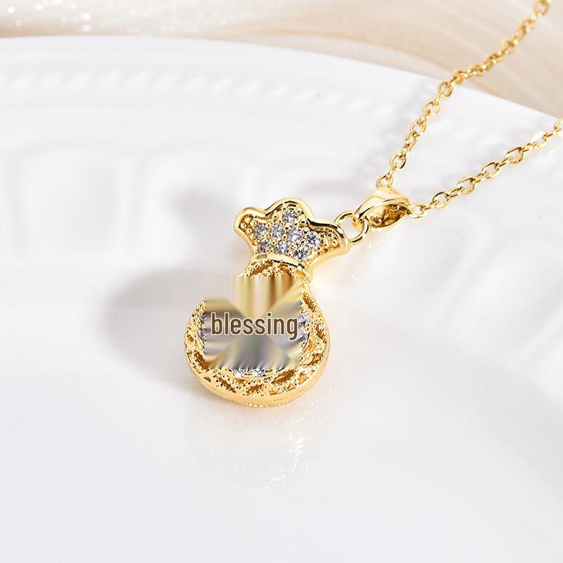 18k Gold Plated Copper Zircon Necklace: Fashionable, Non-Fading, Lightweight Clavicle Chain Jewelry