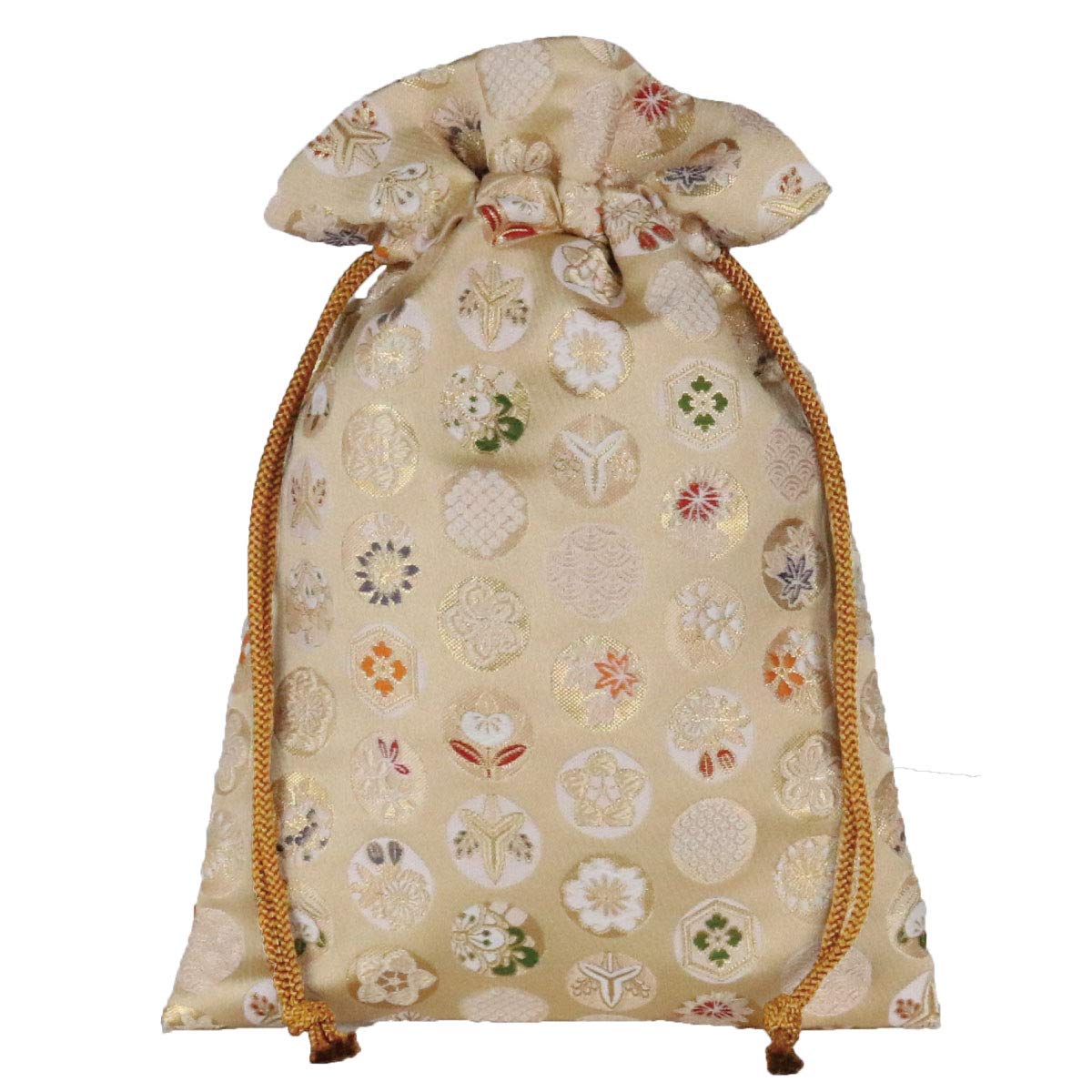 

Nishijin-ori gold brocade drawstring pouch (circular flower pattern (gold))