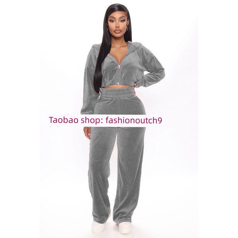 

Комплект из куртки на молнии и брюк прямого кроя 2025 Grey M