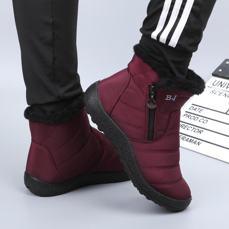 Übergröße Damen Winter Baumwollstiefel mit hohem Absatz, Seitenreißverschluss und Schirmstoff