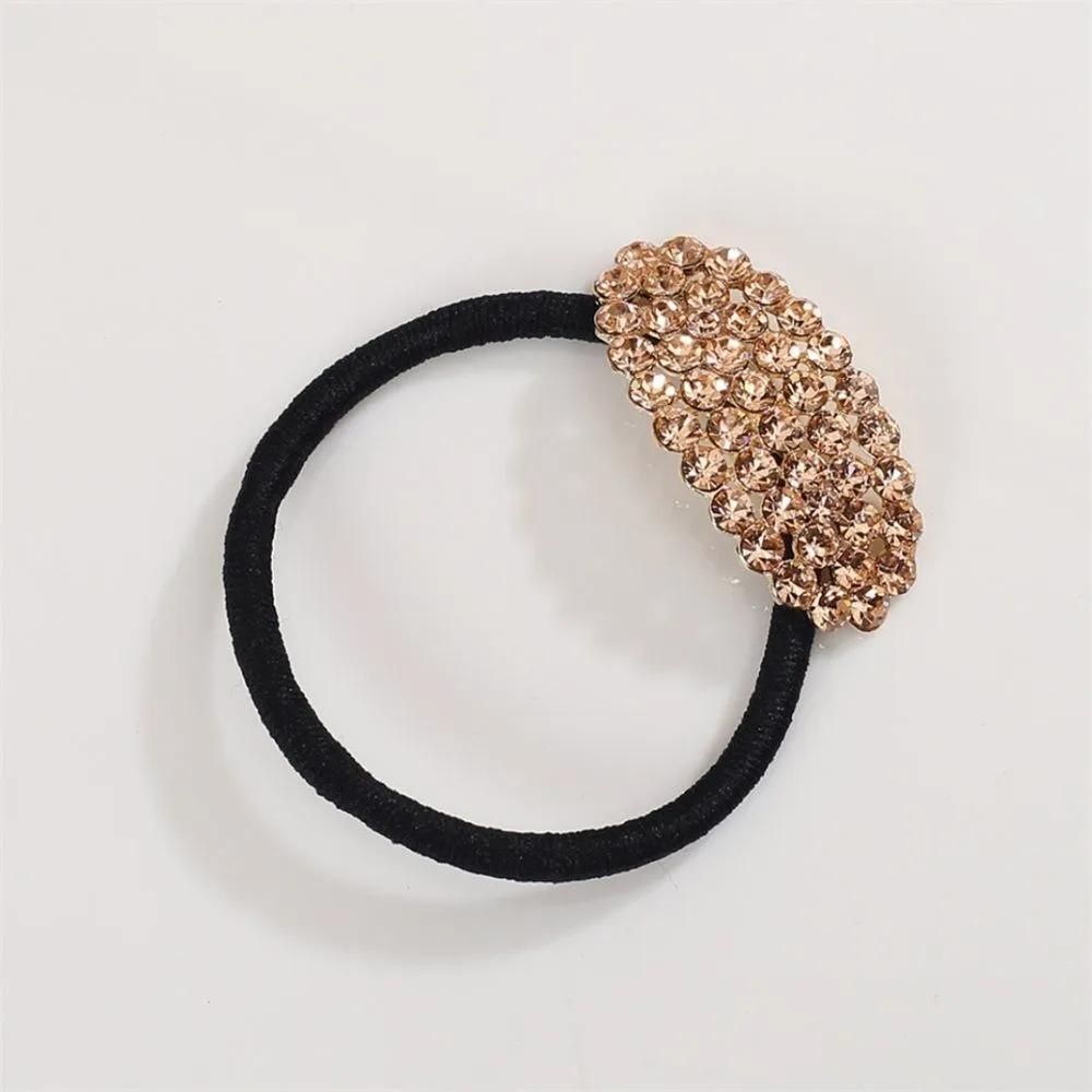 Angel Shushu Crystal Round Cubic Hair Tie Peach Black Hair Tie Tight Hair Tie Hair Clip