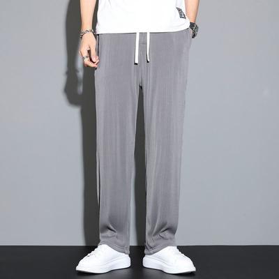Summer Ice Silk Pants Men's Thin Straight Leg Loose Casual Sports Pants Quick Drying Wide Leg Pants Men's Pants