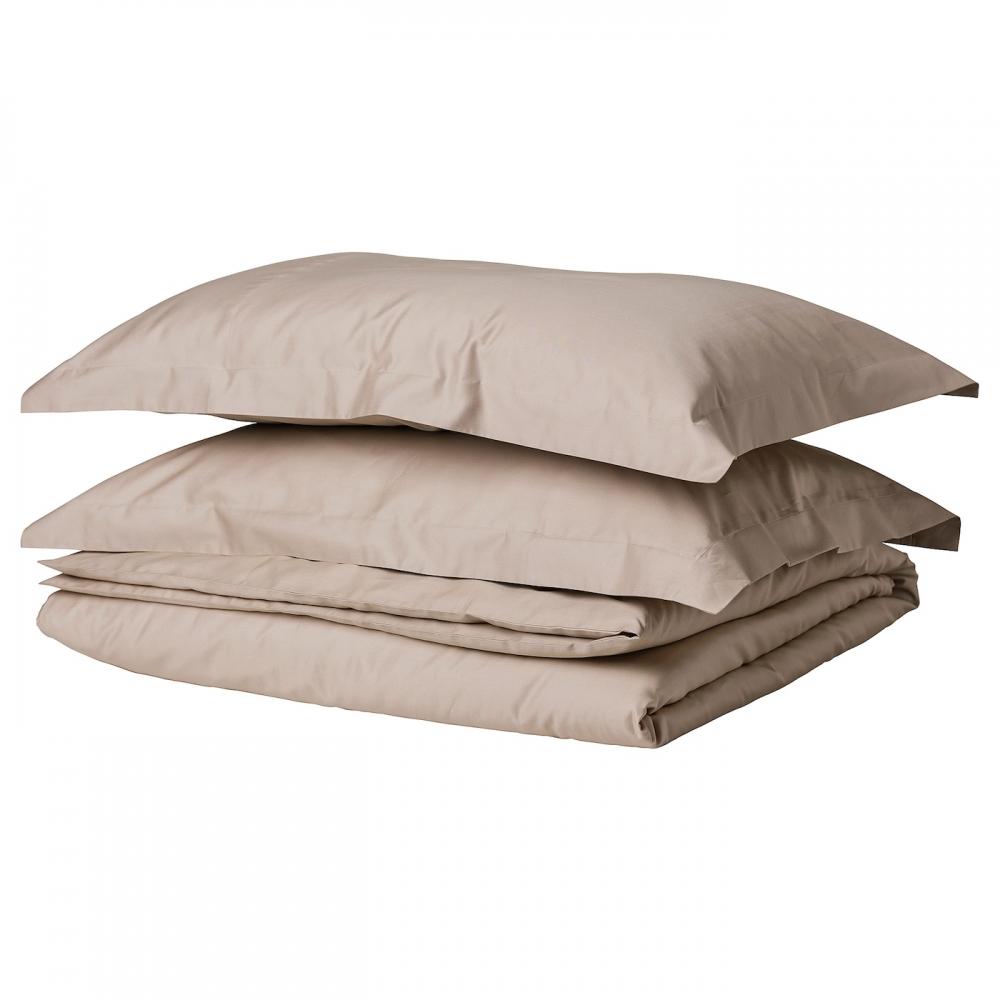 

IKEA LUKTJASMIN Luxasmin Пододеяльник+2 наволочки, Серо-Бежевый 200x230/50x80 см