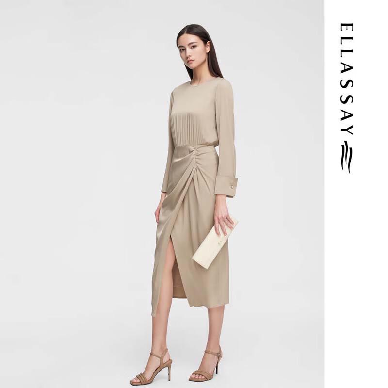 ELLASSAY Pleated Slit Midi Dress