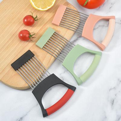 Stainless Steel Onion Holder & Slicer with 10 Prongs Hands-Free Vegetable Slicer for Onions Tomatoes Lemons Meat Kitchen Cutting Tool