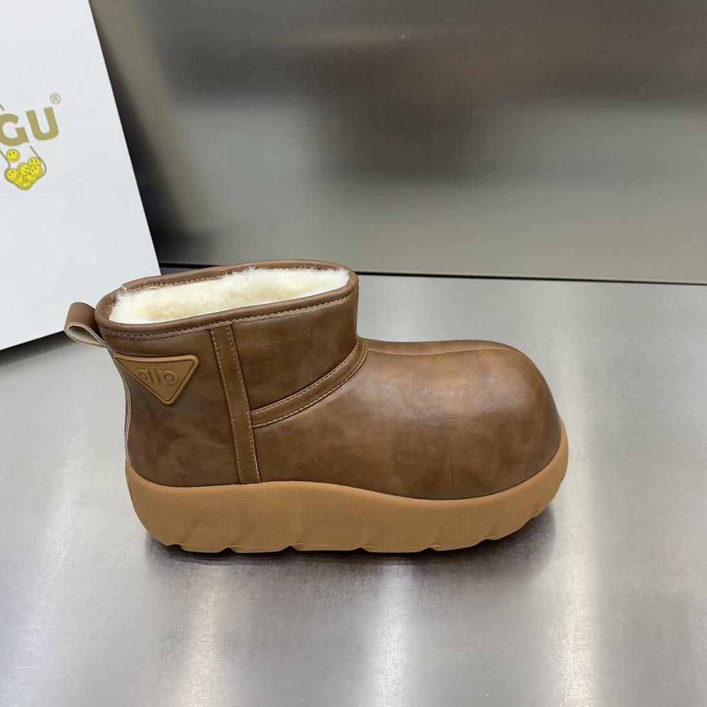 Small yellow dolphin thick-soled one-pedal fat-headed snow boots casual versatile velvet thickened 2025 winter warm women's shoes
