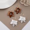 Gardenia White Coffee Petal Earrings - Silver, French Niche Design, Exquisite & Fairy-like.