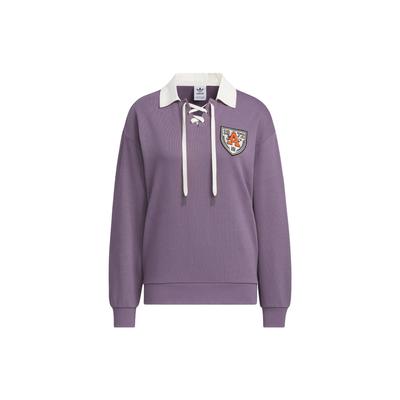 Originals Trefoil Crew Polo Langarm Sweatshirt mit gesticktem Logo Damen Oberteile Dunkelgrau Violett IN1093