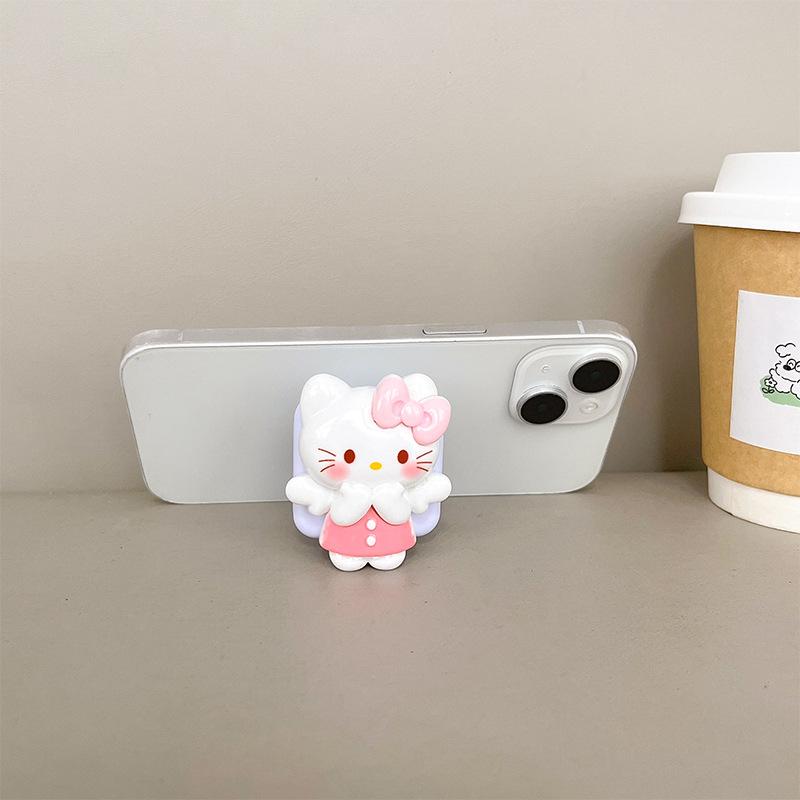 Cartoon Flip Mirror Puppy Mobile Phone Airbag Bracket Back Sticker Kt Cat Devil Makeup Mirror Portable Cute Mirror Sticker