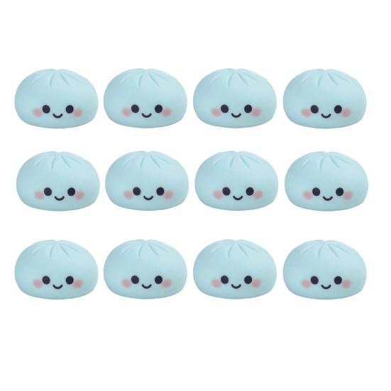 12Pcs Mini Resin Bun Figurines, Cute Smiling Face Food Ornament, Micro Simulation Steamed Bun Dollhouse Accessories for DIY Desktop Home Decor 12pcs