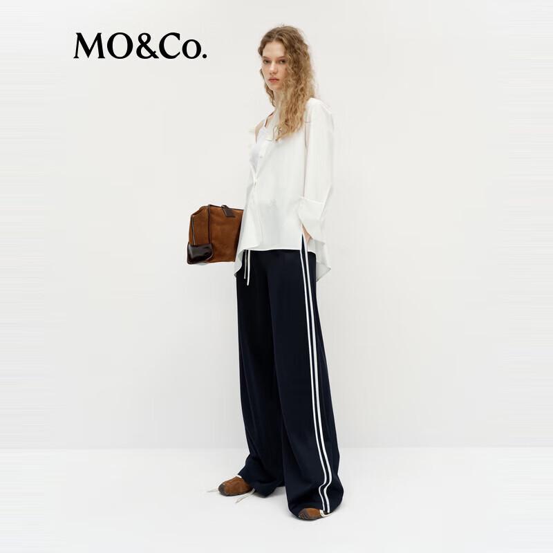 MO&Co. Sporty Color-Block Casual Straight-Leg Pants