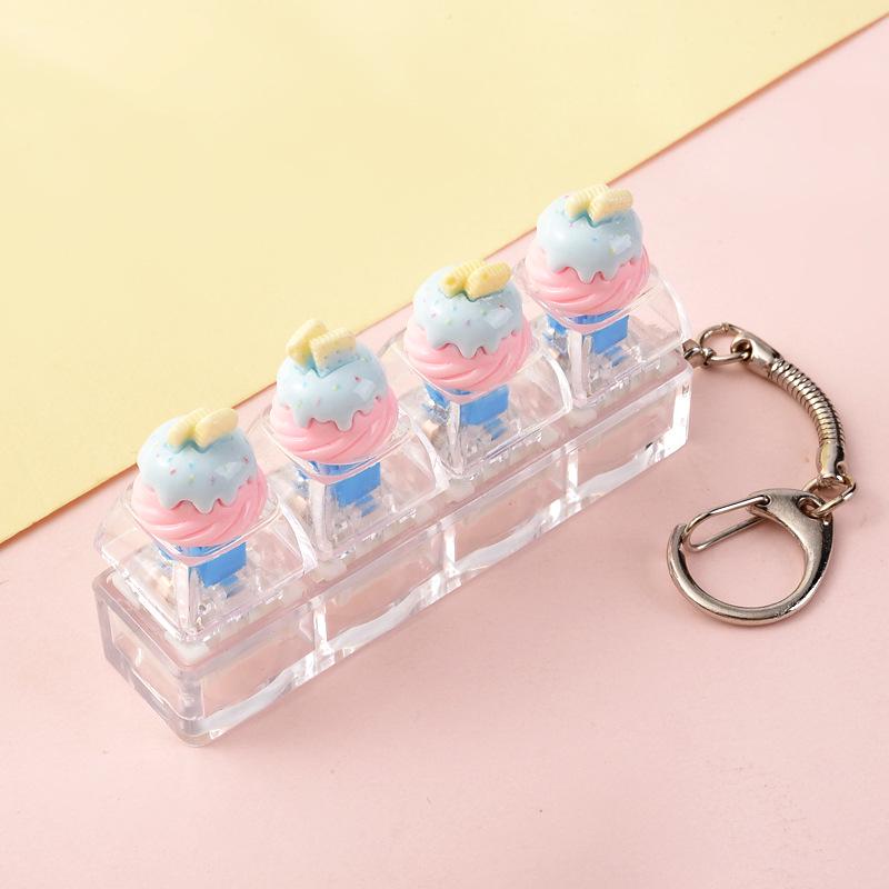 Cartoon Bread Button Squeeze Toy Keychain: Stress Relief and Distraction Gadget