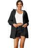 Cheibear Winter Schlafanzug Niedlich und Größe XL Damen 3-teiliges Set Flauschig, Loungewear, Jacke, Weste, Shorts, Schwarz,