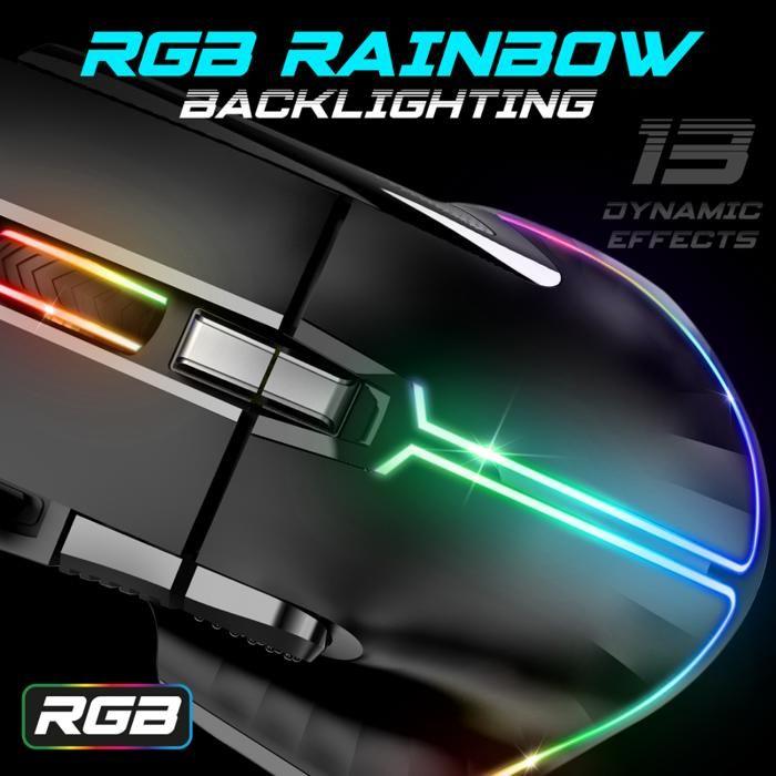 Souris - PRO-M5 - RGB - 12.800 DPI - 8 Boutons Programmables - Filaire