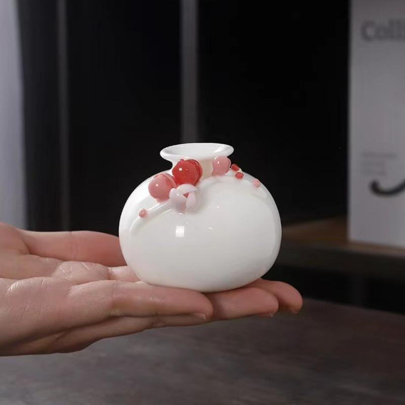 Chinese Mini Ceramic Handmade Flower Vase Flower Inserted Dry Flower Fragrance Bottle Home Table Desk Decorations Accessories