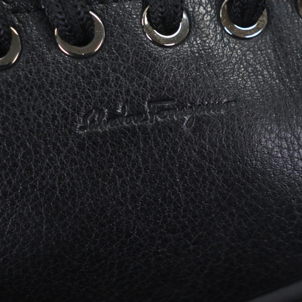 Excellent Salvatore Ferragamo Low Cut Sneakers Black Leather Mens 9 Used
