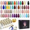 Set de Oje Gel cu 60 de Culori, cu Bază și Strat Superior, Cutie Cadou cu 62 buc, Non-toxic, Uscare Rapidă, Kit pentru Sală de Așteptare sau Acasă DIY