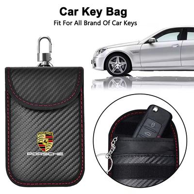 Pouzdro na klíče od auta Taška blokující signál Kapsa stínící RFID pro 718 Cayenne Panamera 911 Macan Taycan Cayman Boxster Samolepka
