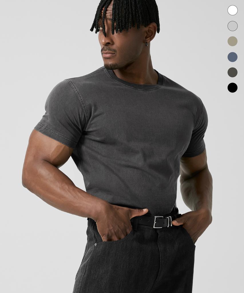 DRIX Pigment Cotton Muscle Fit Half Sleeve_6 Colors (E Type)