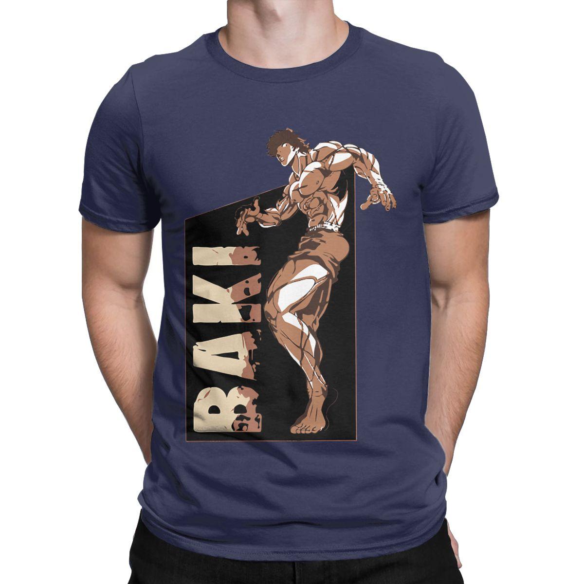 

Мужские футболки Баки Ханма Грапплер Юдзиро Винтажные Чистый Хлопок Футболка Короткий Рукав Аниме Футболки Круглый Вырез Одежда Подарок 4XL