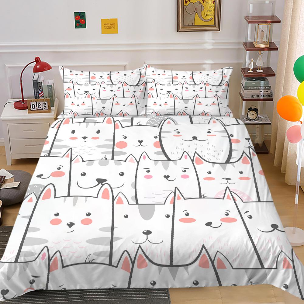 Cute Cartoon Animal Digital Printing Bedding Two Or Three-Piece Set Polyester Can Be Sent