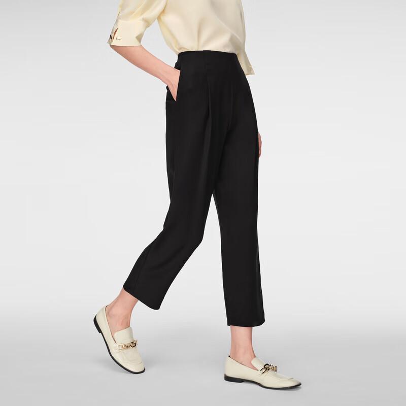 OVV Women's Loose Pleated Cropped Tapered Trousers