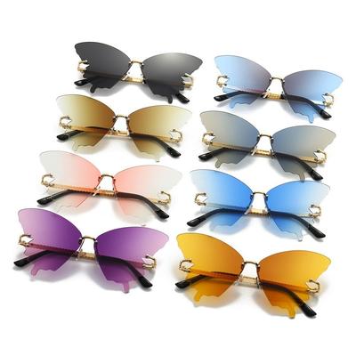 Rimless Butterfly Sunglasses Vintage Metal Frame Gradient Sun Glass Fashion Oversized UV400 Protection Shades Ladies Y2K Eyewear