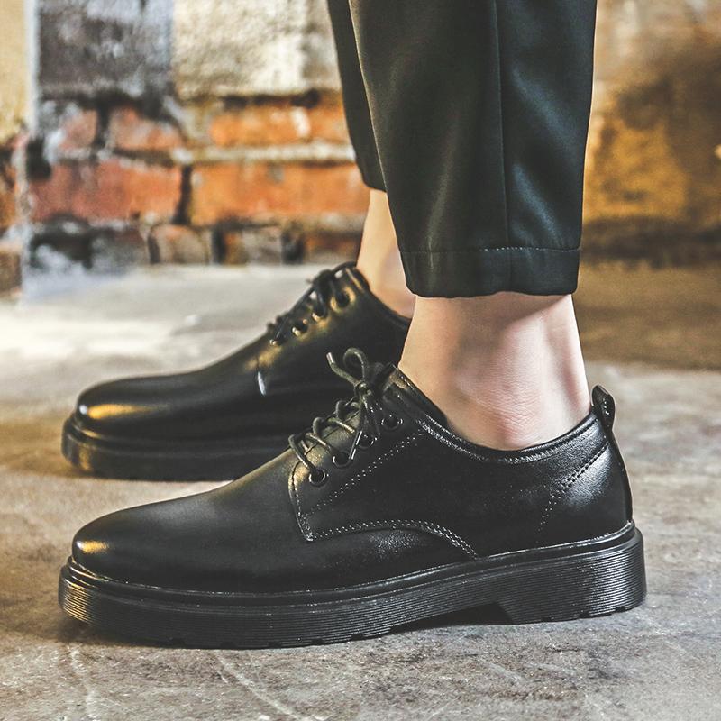 Black business dress leather shoes inner height increase summer breathable casual British style groom wedding shoes