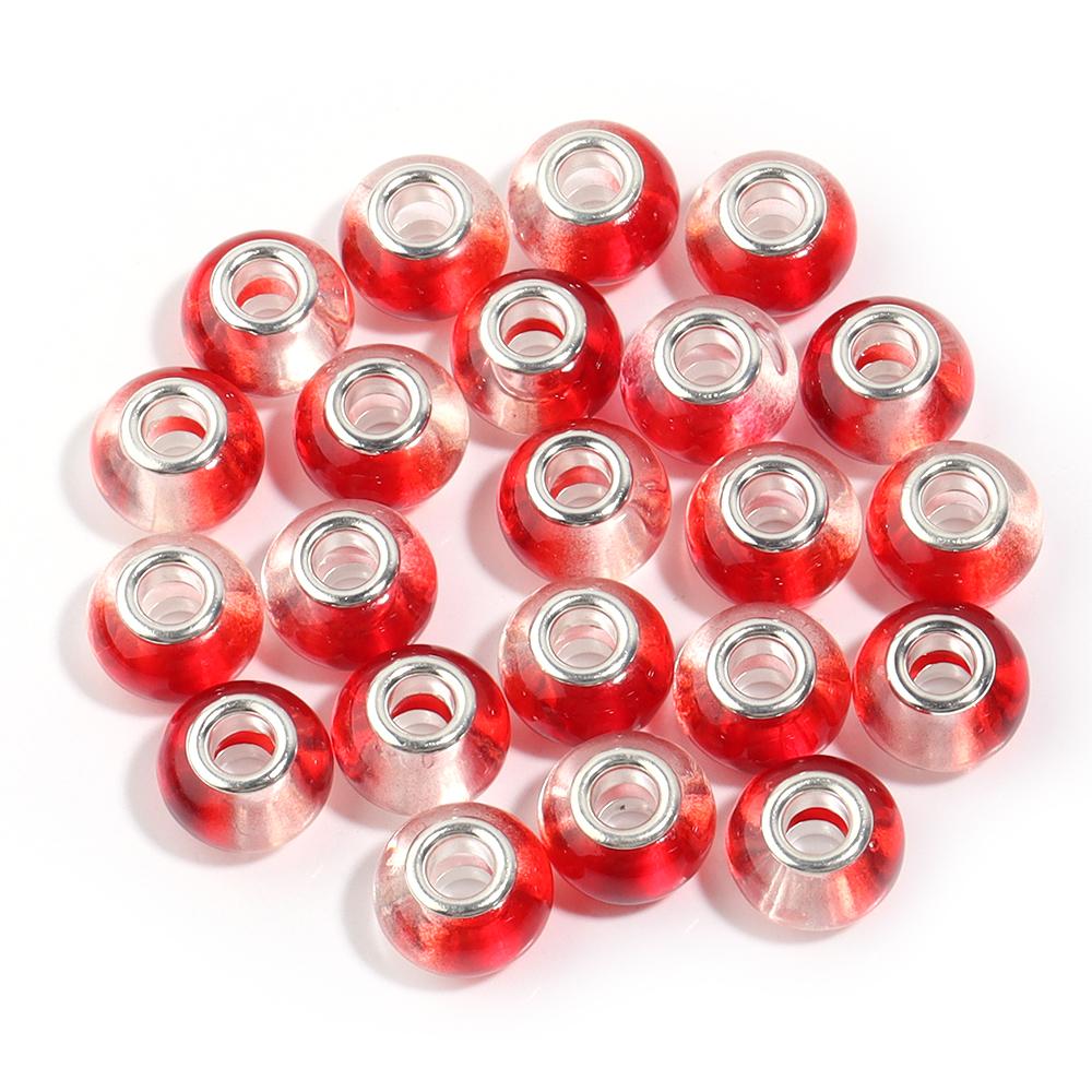 20pcs 14x9.3mm Resin Beads Gradient Color Big Hole Round Loose Spacer Beads for Jewelry Making DIY Bracelet Necklace Accessories