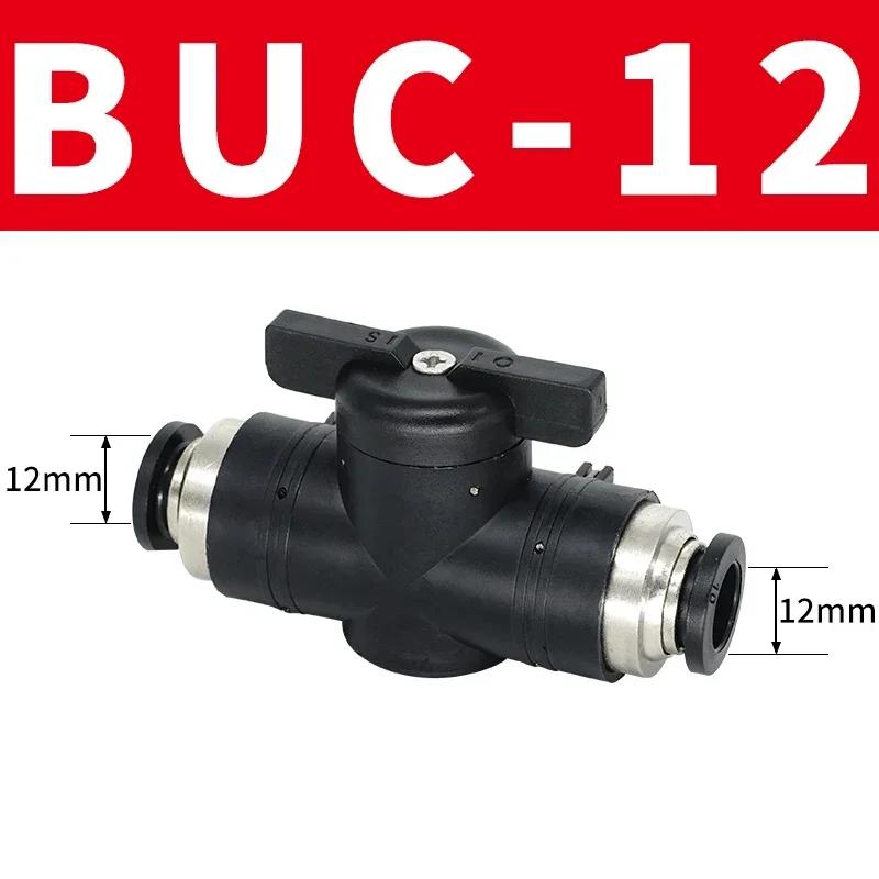 BUC-6 Black Pneumatic Quick Coupling Manual Valve Steering Switch Manual Ball Valve Air Hose 4 6 8 10 12mm