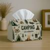 1pc Vintage Outdoor Camping Tissue Box-Bear Tent Forest Sketch,Durable Napkin Organizer for Car,Kitchen,Dining,Home Decor-Decorative Tabletop Party Ti