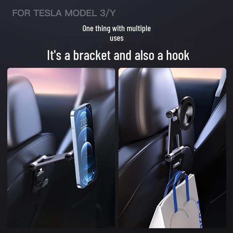 Magnetischer Halter Haken für Tablet & Handy für überarbeitetes Tesla Model Y/3 Rücksitz