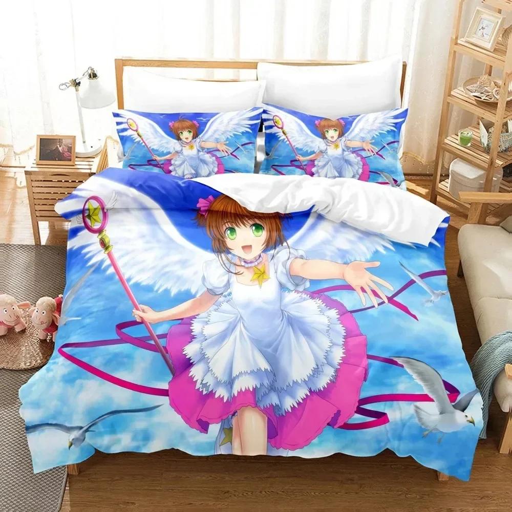 3D Cardcaptor Sakura Bettwäsche-Set Bedrucktes Bettwäsche-Set Mit Kissenbezug Bettbezug Weich Einzel Doppel Queen King Size Heimtextilien