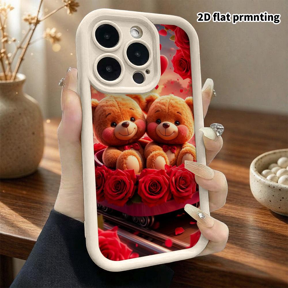 Phone Case: 2D Flat Design Suitable for iPhone 18, 17, 16, 15, 14, 13 Pro Stepped Protective Case, Rose Little Train, Christmas and Halloween Gifts
