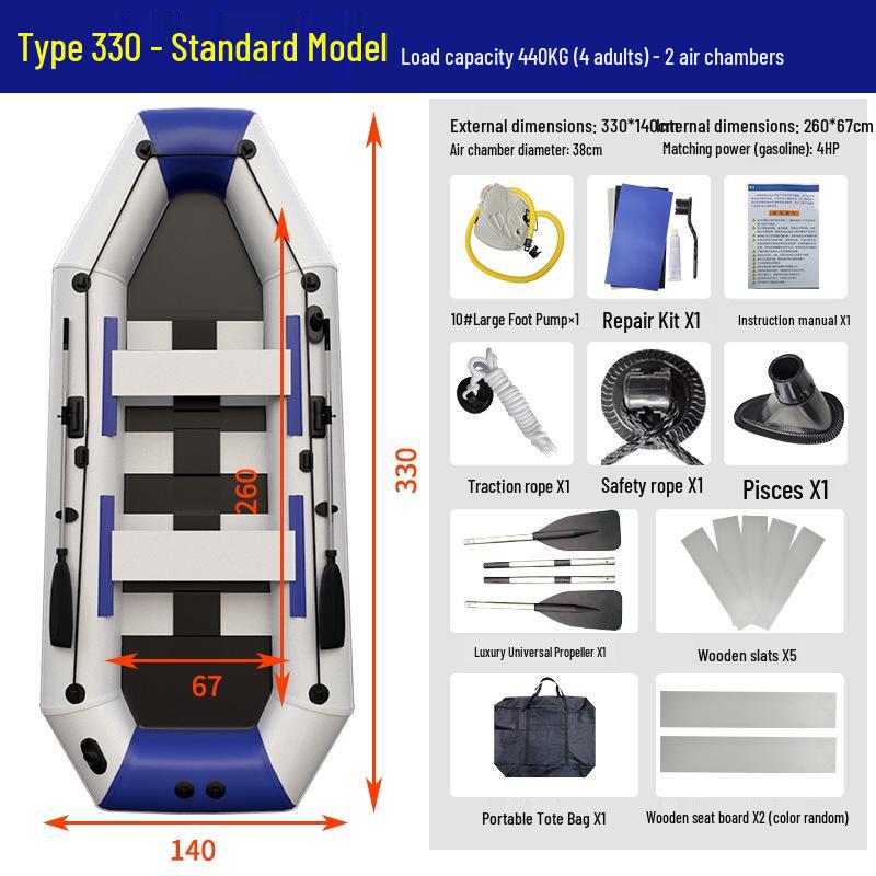 Durable Hard-Bottom Inflatable Rubber Dinghy Kayak for Fishing & Lifesaving
