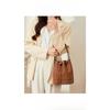 New Contrasting Color Drawstring Women's Bucket Bag Fashionable Texture Handbag Bag One Shoulder Crossbody Bag