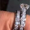 Platin-Kupfer-Zirkon Schmuck Traditionelles Wunderschönes Set Ring Partnerring