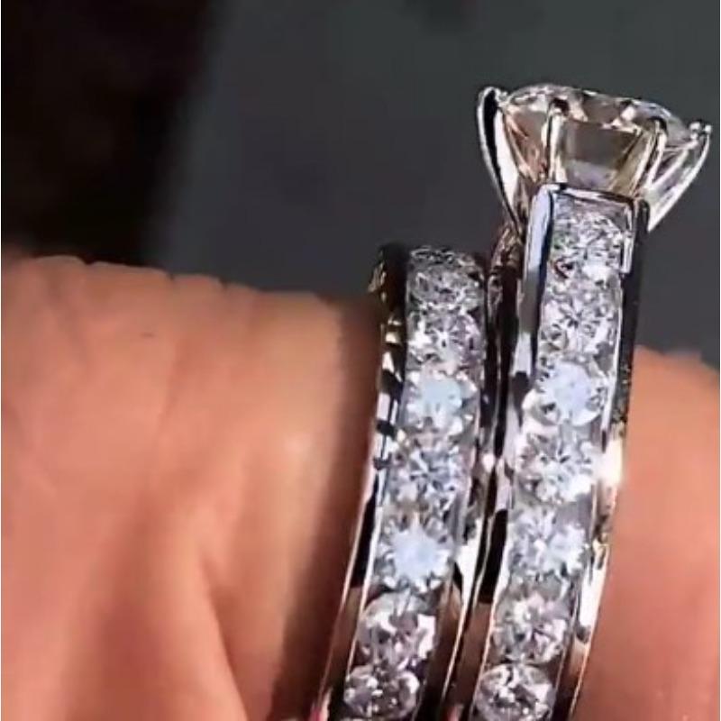 Platin-Kupfer-Zirkon Schmuck Traditionelles Wunderschönes Set Ring Partnerring