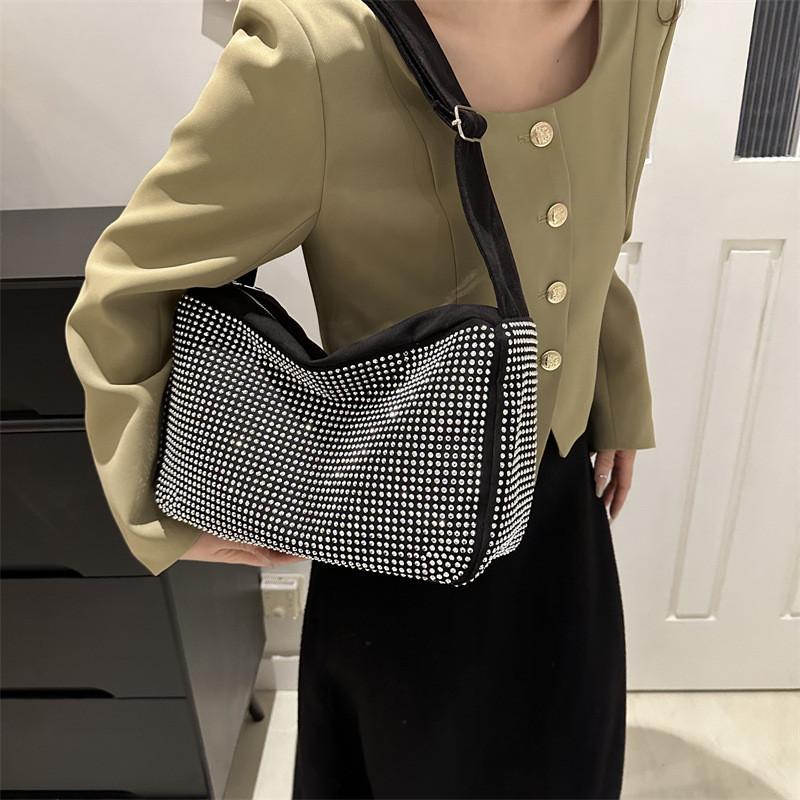 Fashionable Trendy Shiny Rhinestone Tote Bag For Women Elegant Shoulder Crossbody Handbag